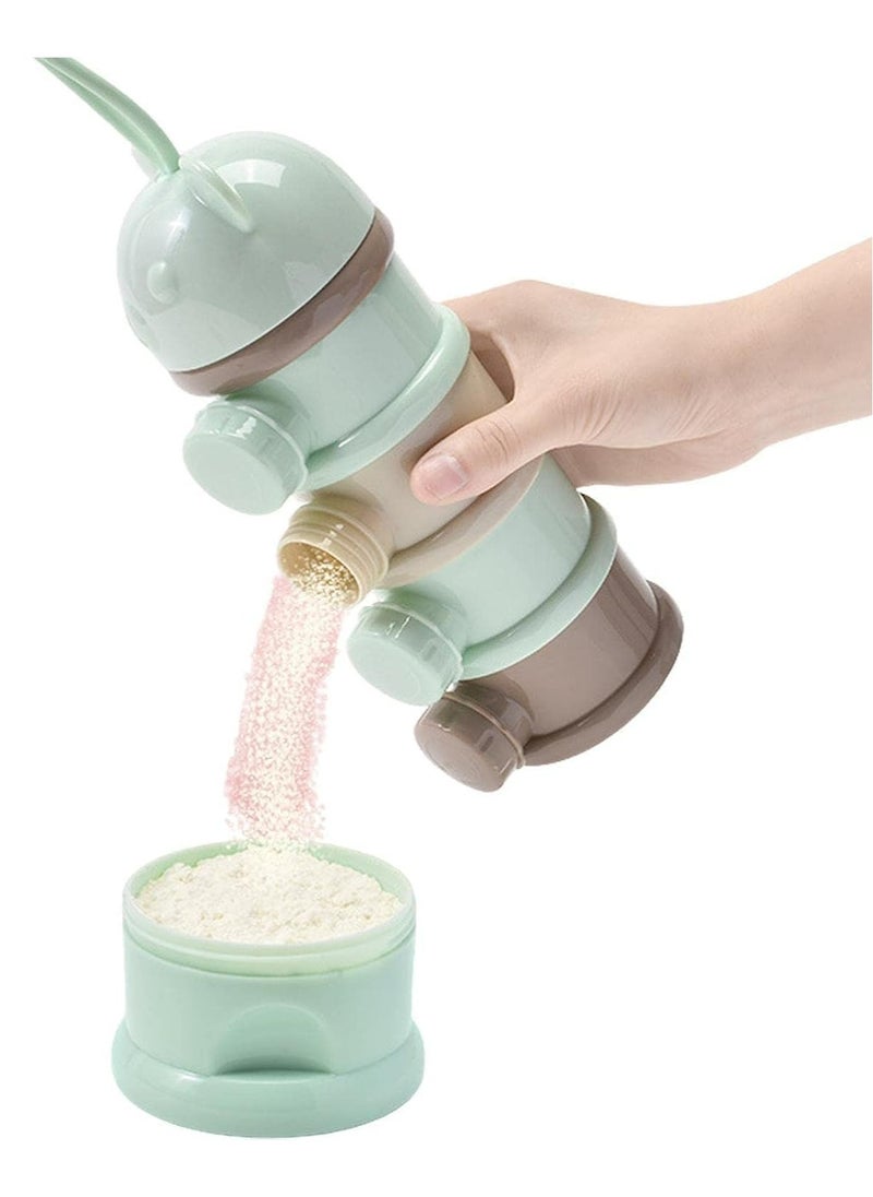 Oasisgalore Green 3-Compartment Non-Spill Baby Formula Dispenser, Stackable Travel Storage for Feeding.  - Image 1