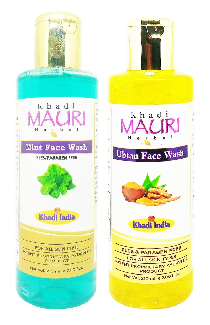 Khadi Mauri Fairness Mint & Ubtan face wash - Pack of 2 (420ml) - Image 1