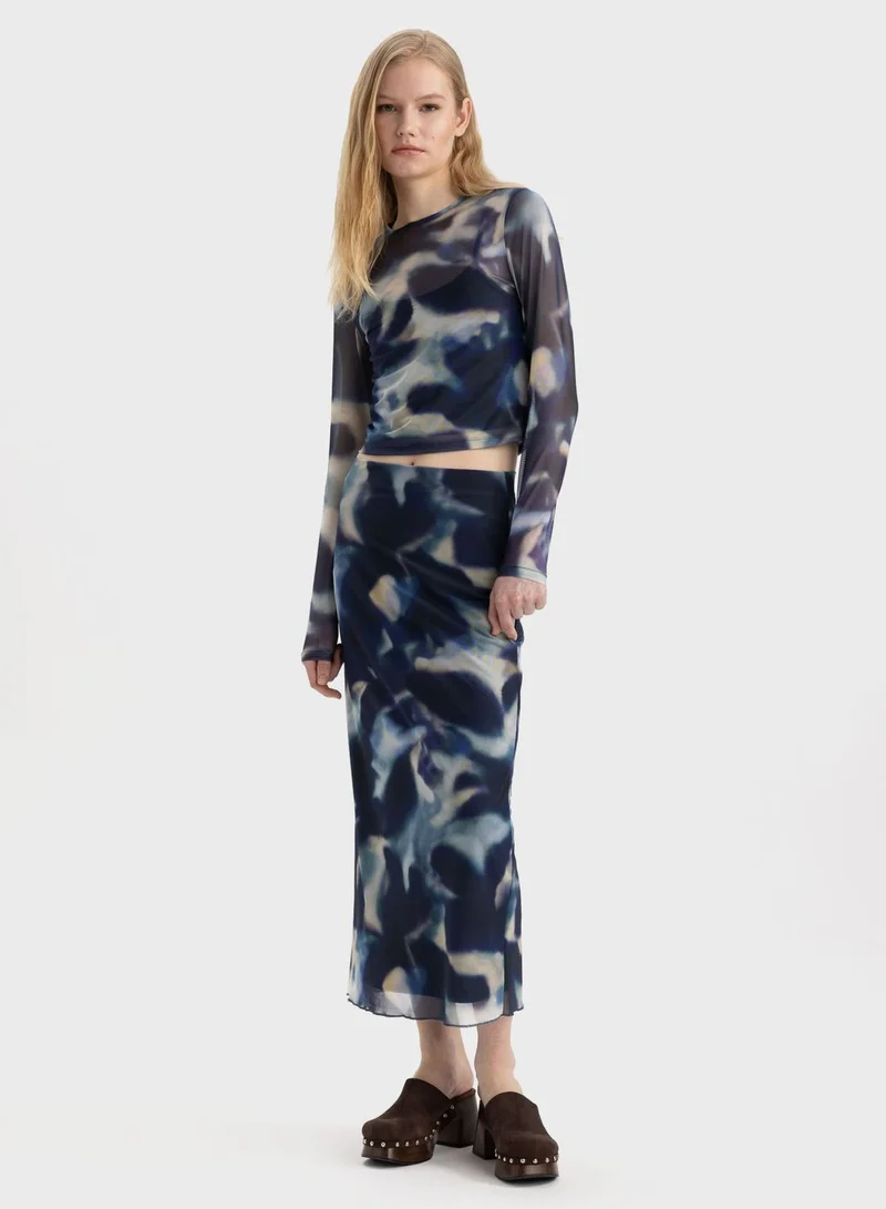 DeFacto Pencil Batic Tulle Lined Normal Waist Midi Knitted
