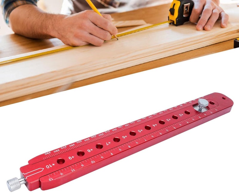 Woodworking Compass Scriber 300mm Metric Imperial Scales Aluminum Alloy Woodworking Arc Drawing Ruler - Image 2