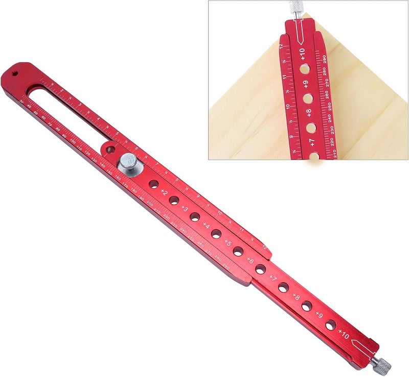 Woodworking Compass Scriber 300mm Metric Imperial Scales Aluminum Alloy Woodworking Arc Drawing Ruler - Image 3