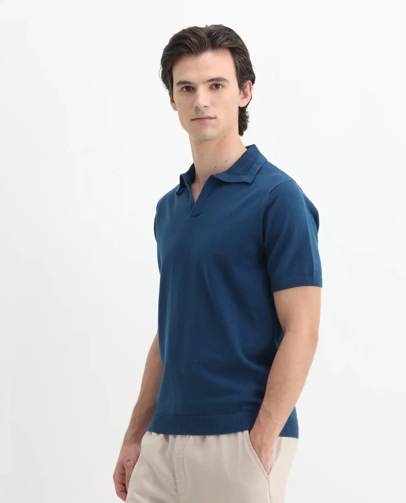 Rare Rabbit Men's Flat Knit Jacquard Collar Polo