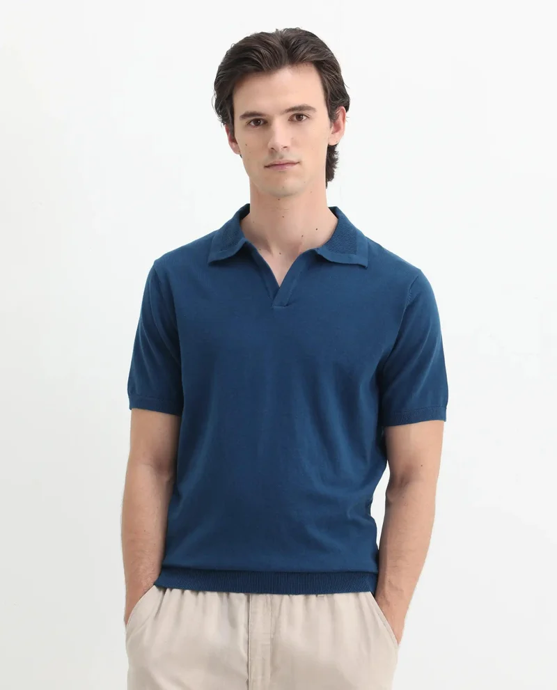 Rare Rabbit Men's Flat Knit Jacquard Collar Polo
