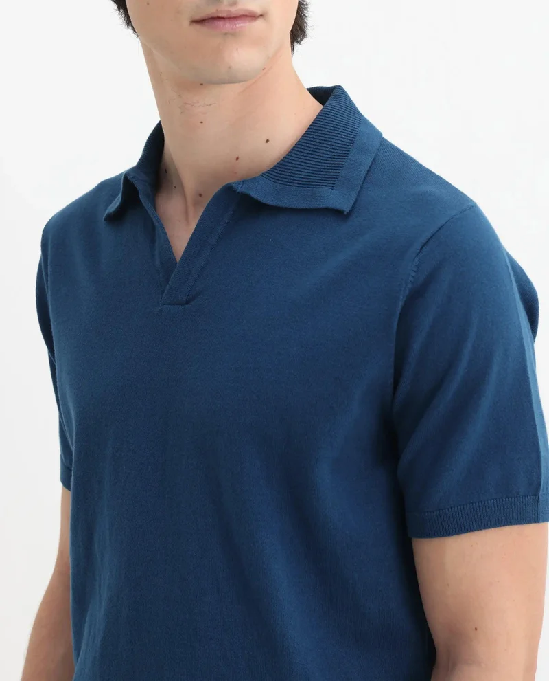 Rare Rabbit Men's Flat Knit Jacquard Collar Polo