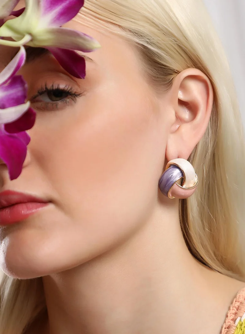 SOHI Overlap Enamelled Artificial Stud Earring Jewellery