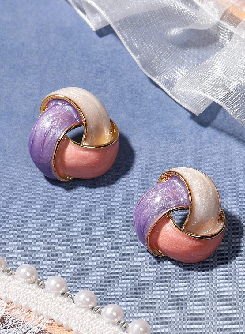 SOHI Overlap Enamelled Artificial Stud Earring Jewellery