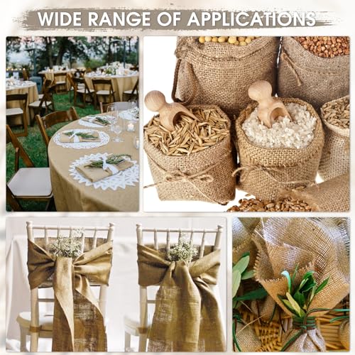 UBCGOTT Burlap Fabric - Garden Burlap Fabric Roll Natural Jute Outdoor Fabric Burlap Weed Barrier Trees Trunk Wrap for Crafts Farmhouse Gardening Table Decor for Crafts (19.7" x 5 Feet) - Image 4