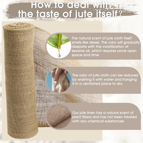 UBCGOTT Burlap Fabric - Garden Burlap Fabric Roll Natural Jute Outdoor Fabric Burlap Weed Barrier Trees Trunk Wrap for Crafts Farmhouse Gardening Table Decor for Crafts (19.7" x 5 Feet) - Image 5