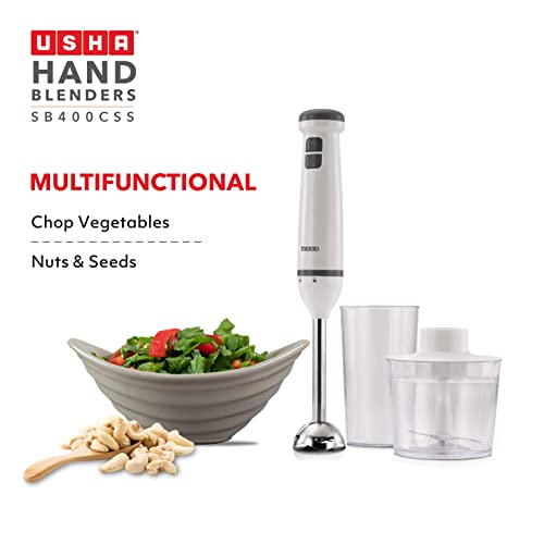 Usha 400 W Handblender (White) with Chopper bowl and beaker Silent Operation with Food Grade Blades, 2 Years Warranty - Image 5