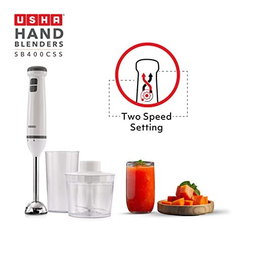 Usha 400 W Handblender (White) with Chopper bowl and beaker Silent Operation with Food Grade Blades, 2 Years Warranty - Image 4