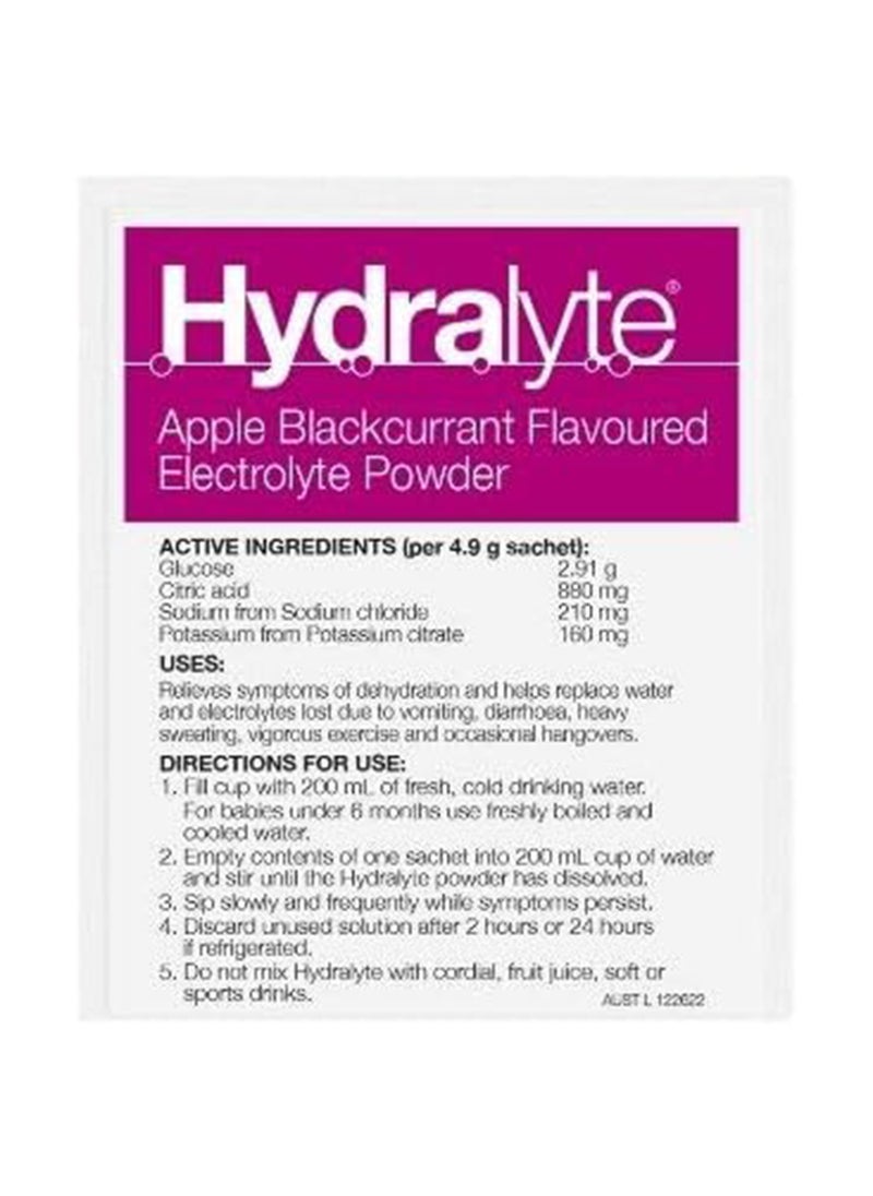 Hydralyte Hydralyte, Electrolyte Powder Apple Blackcurrant Rehydration Solution 10S  - Image 5