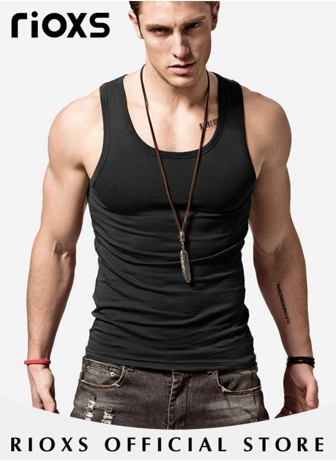RIOXS - Men's 3-Pack Basic Workout Tank Top Set Athletic Muscle Tops Bodybuilding Quick Dry Sleeveless T-Shirt - Image 1