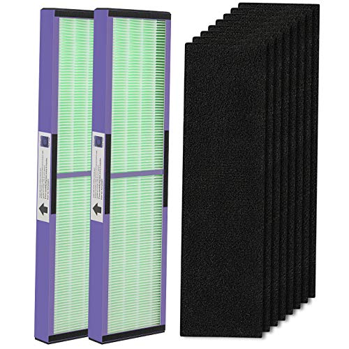 isinlive 2 Pack FLT5000 HEPA Filter C Replacement with Pet Pure Treatment, and 8 Pack Activated Carbon Pre-Filters for Ger Guardian Air Purifier FLT5111 AC5000 AC5000E AC5250PT AC5350B AC5350BCA - Image 1