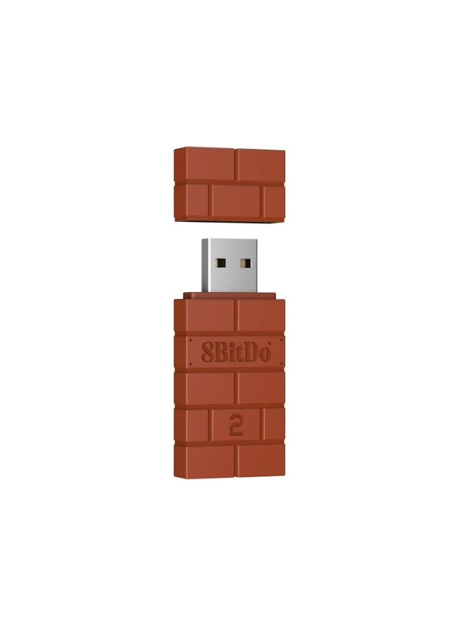8بت دو محول USB لاسلكي 8BitDo 2 لجهاز Switch/Switch 2، وأجهزة الكمبيوتر التي تعمل بنظام Windows، وأجهزة Mac، وRaspberry Pi، متوافق مع وحدة تحكم Xbox Series X وS، ووحدة تحكم Xbox One Bluetooth، وSwitch Pro، ووحدة تحكم PS5 (بني) - Image 1