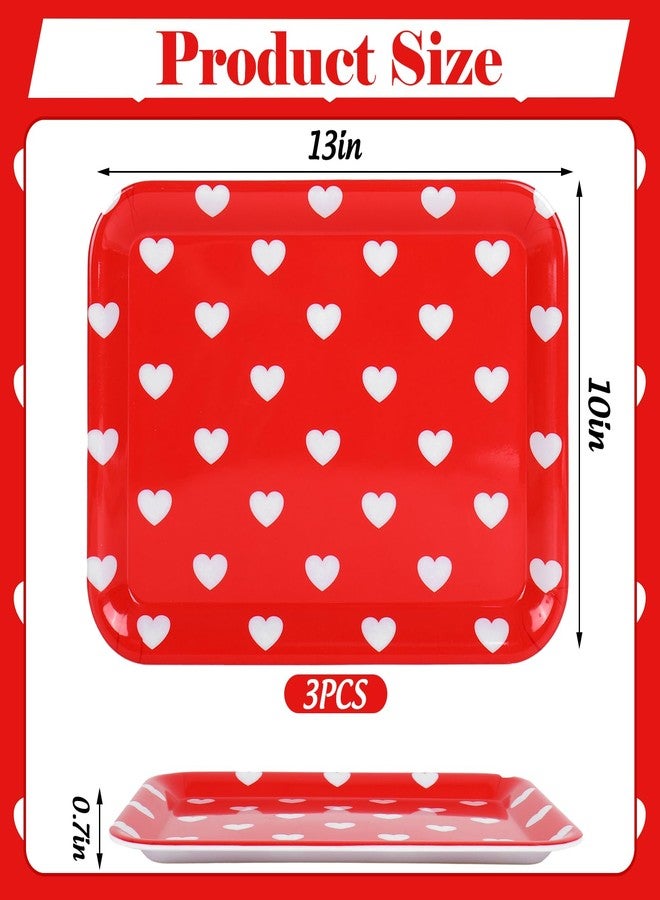 Whaline 3 Pcs Valentine's Day Heart Serving Tray Melamine Board Red White Plaid Heart Serving Platter for Wedding Anniversary Party Home Food Supplies - Image 2