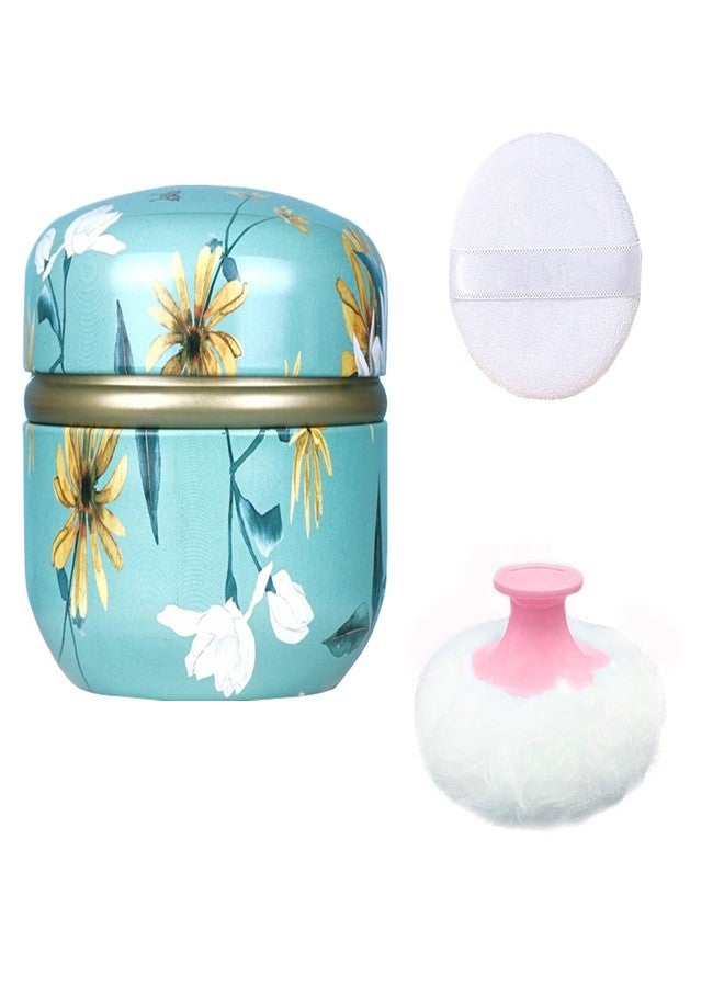 Qopoto Body Powder Puff and Container for Dusting Powder, Women Powder Puff and Powder Case for Bath and Travel (Chrysanthemum) - Image 1