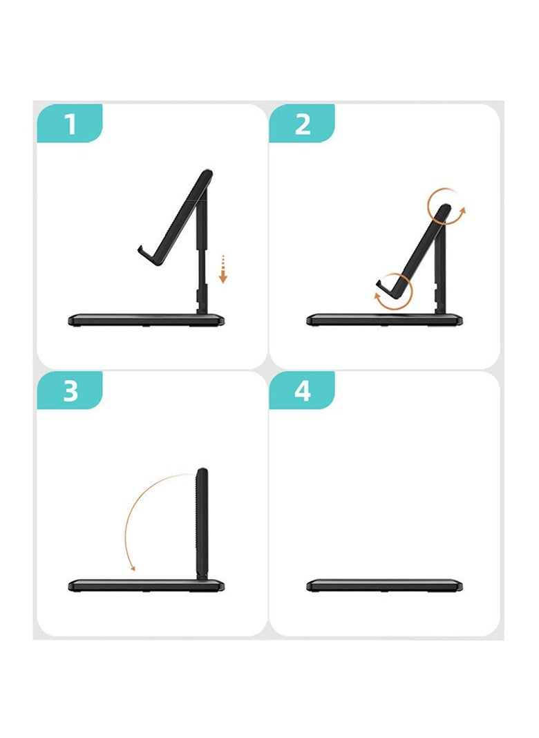 Generic - 2 Pcs of Foldable Desk Bracket Smartphone Stand for iPad iPhone Samsung Desk Holder Adjustable PC Tablet Mobile Phone Desktop Phone Stand Black and White - Image 1