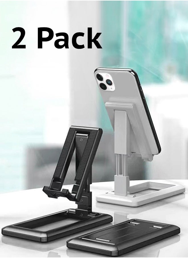 Generic - 2 Pcs of Foldable Desk Bracket Smartphone Stand for iPad iPhone Samsung Desk Holder Adjustable PC Tablet Mobile Phone Desktop Phone Stand Black and White - Image 1