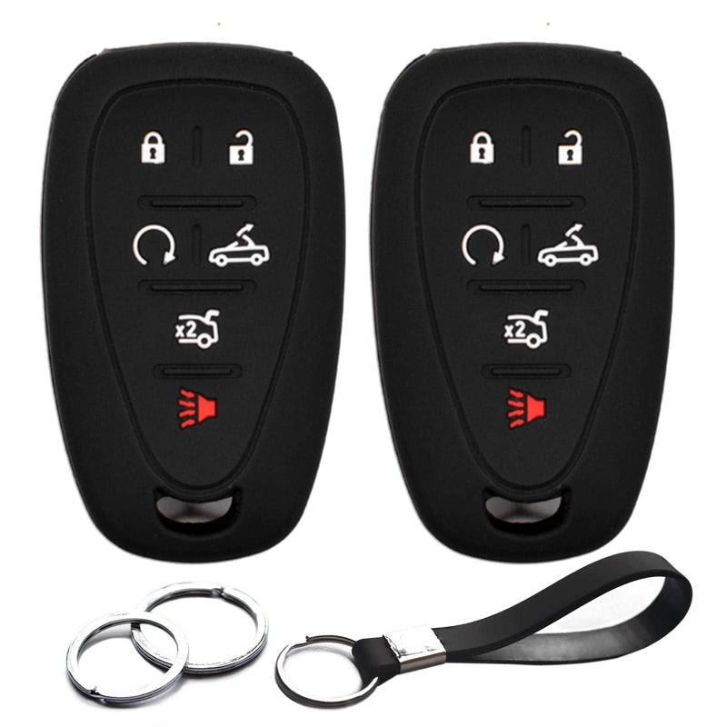 INFIPAR 2pcs Compatible with Chevrolet Chevy Camaro Key Fob Cover Case Key Chain Protector Keyless Entry Remote Holder Smart 6 Buttons with Folding Top