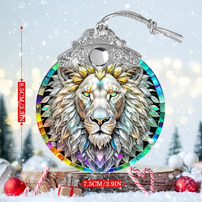 Jocidea الزجاج الملون Suncatcher Jocidea Lion Ornament الحلي عيد الميلاد الحلي الحلي الزخارف ديكور شجرة عيد الميلاد ديكور الأسد للهدية الأسد المنزلية - Image 4