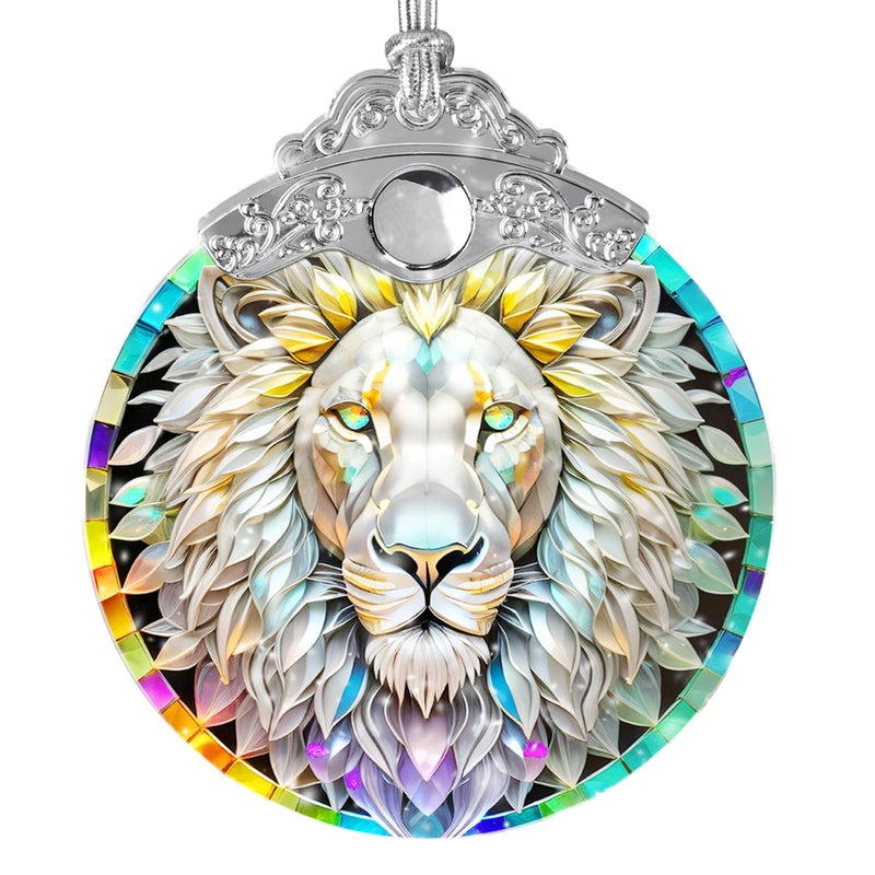 Jocidea الزجاج الملون Suncatcher Jocidea Lion Ornament الحلي عيد الميلاد الحلي الحلي الزخارف ديكور شجرة عيد الميلاد ديكور الأسد للهدية الأسد المنزلية - Image 1