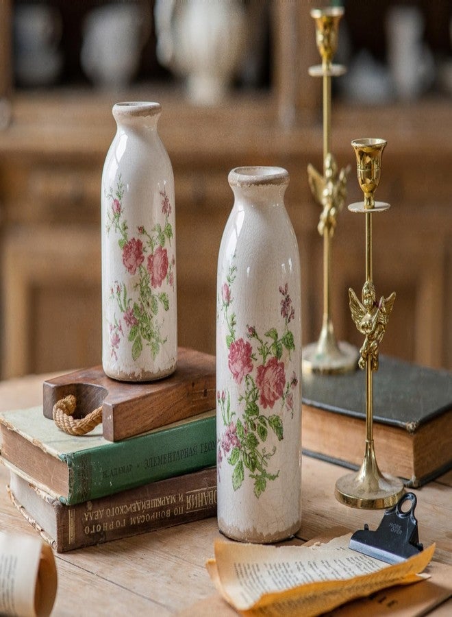 TEWEIQI Ceramic Rustic Farmhouse Vase, Distressed Flower Vase for Home Decor, Ideal Shelf Decor, Boho Vase for Living Room Bedroom Kitchen Office Decor Centerpiece Table Decorations (6 inches) - Image 4