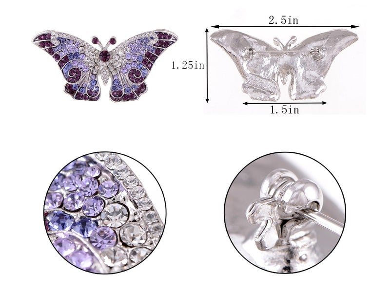 Alilang Empress Monarch Winged Butterfly Crystal Rhinestone Brooch Pin - Image 3
