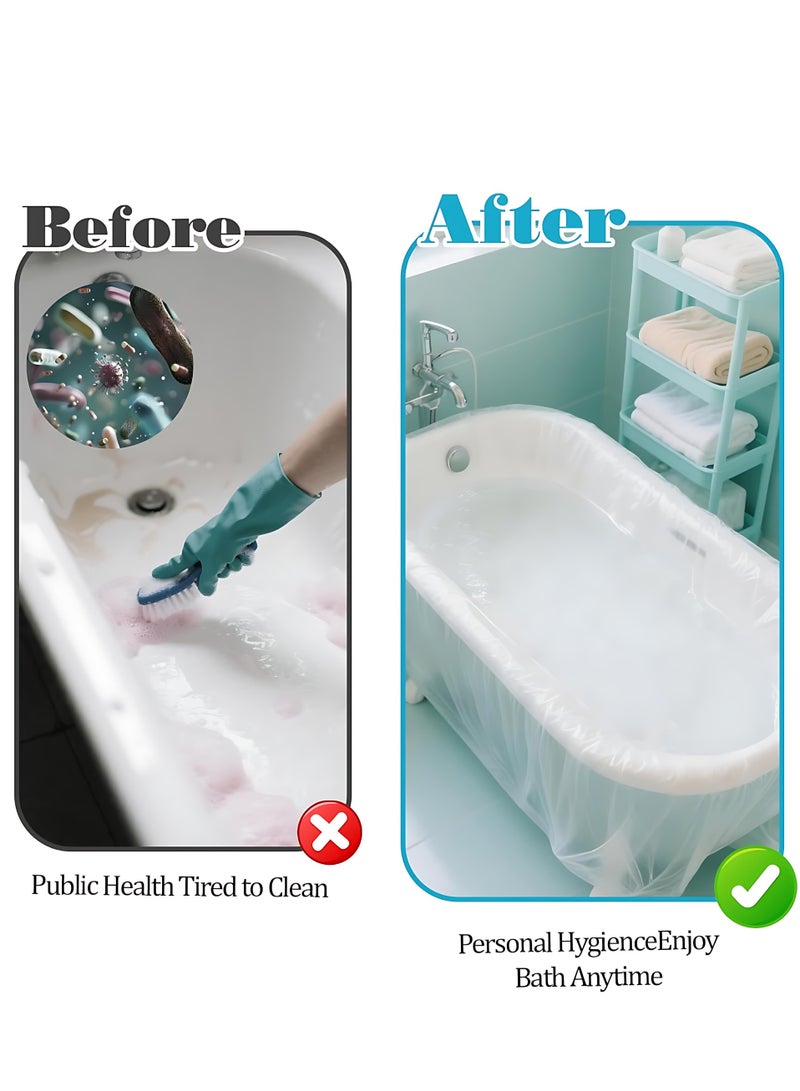 ALMiHomi Disposable Bathtub Cover Liner – 5PCS Large Plastic Tub Liners for Round, Square, Wooden & Traditional Bathtubs, Travel & Home Use Bath Bags - Image 2