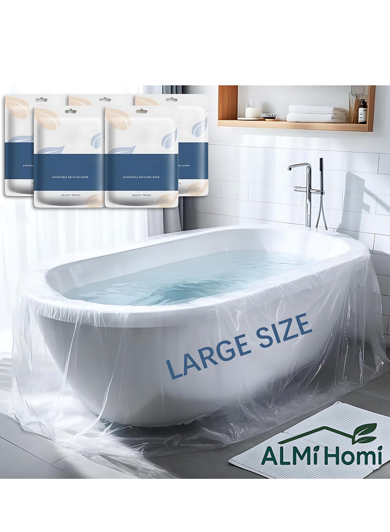 ALMiHomi Disposable Bathtub Cover Liner – 5PCS Large Plastic Tub Liners for Round, Square, Wooden & Traditional Bathtubs, Travel & Home Use Bath Bags - Image 1