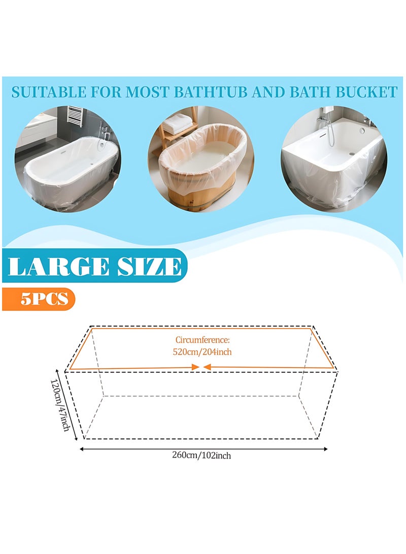 ALMiHomi Disposable Bathtub Cover Liner – 5PCS Large Plastic Tub Liners for Round, Square, Wooden & Traditional Bathtubs, Travel & Home Use Bath Bags - Image 4