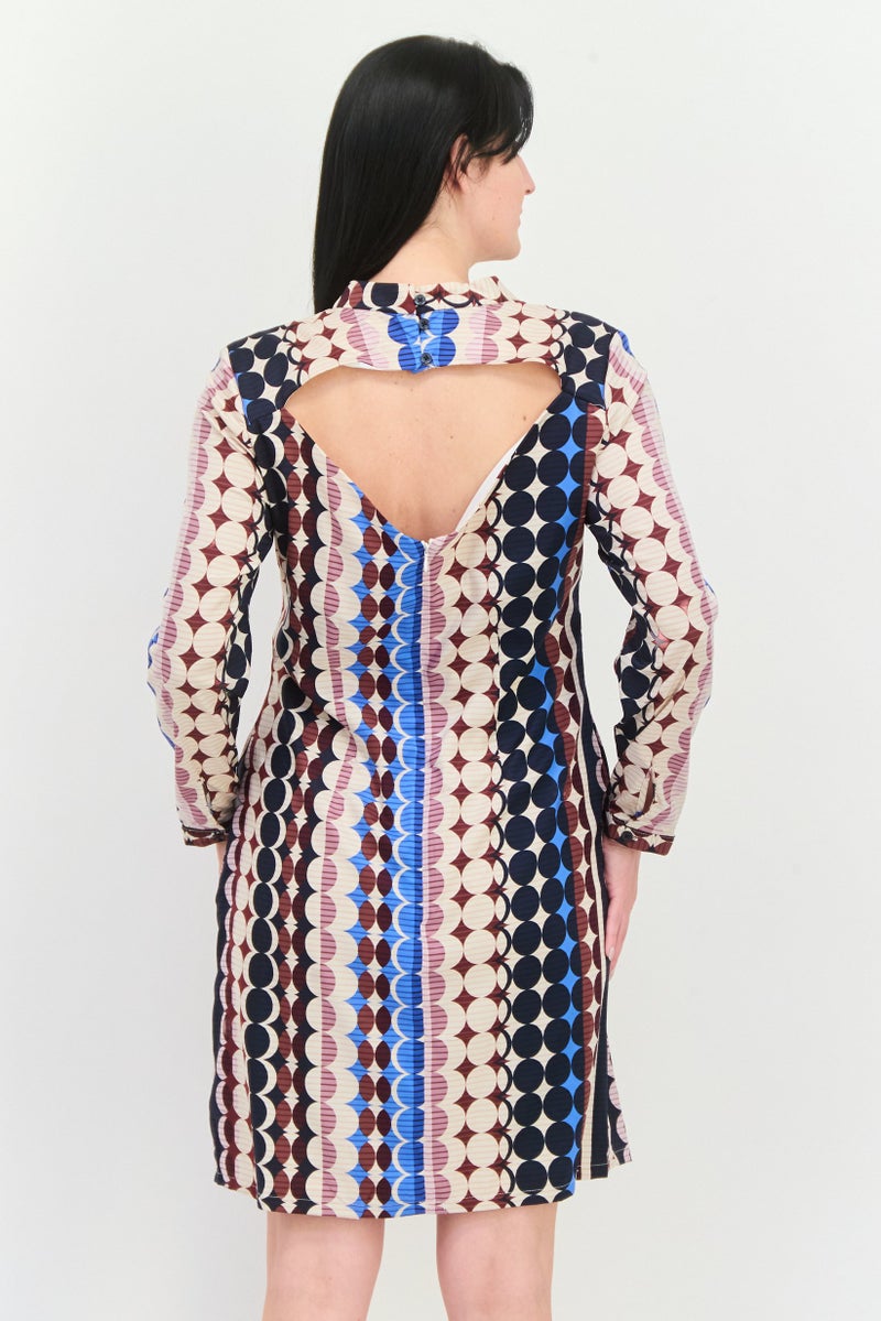 Donna Morgan Women Allover Printed Midi Dress, Blue - Image 3