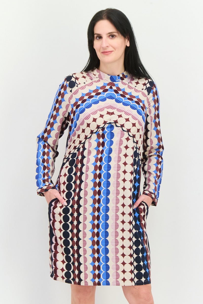 Donna Morgan Women Allover Printed Midi Dress, Blue - Image 1