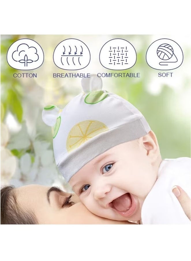 ZVEV 9Pcs Newborn Cap Mitten Sock, Including 3 Pieces Newborn Hats, 3 Pairs Baby No Scratch Mittens Gloves and 3 Pairs Infant Socks for 0-6 Months Unisex Baby Boys Girls Set - Image 3