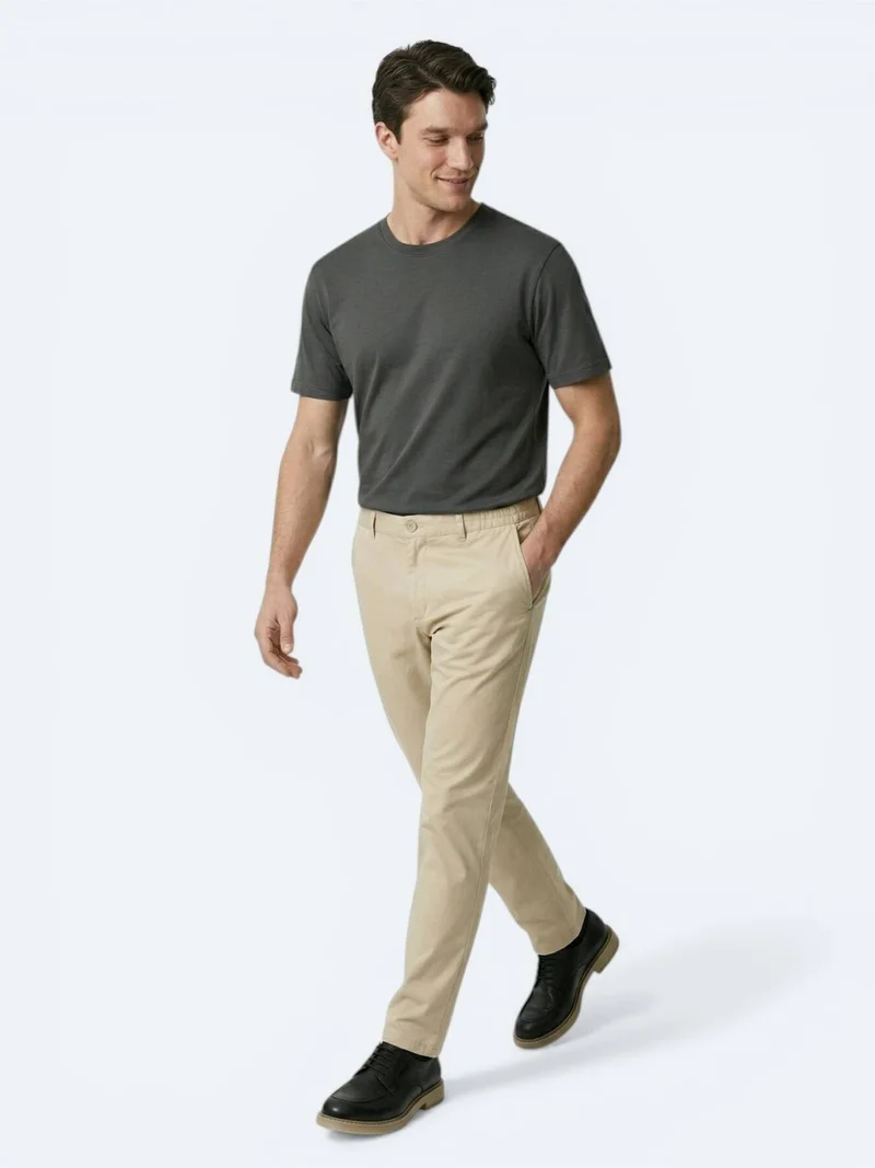 Kip Oil Green Weaving Jogging Fit Casual Cotton Blended Trousers