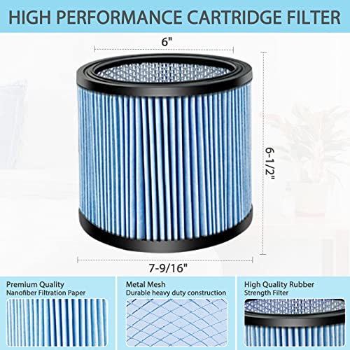 SHOPVAC Shop-Vac High Performance 90304/90344 Cartridge Filter, Fits most 4-16 Gallon Shop-Vac Wet/Dry Vacuums, High Efficiency Filtration Paper, Washable and Reusable, 1 Pack - Image 2