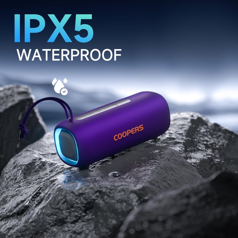 Coopers Portable Bluetooth Speaker, Wireless Bluetooth Speaker with Clear Loud Stereo Sound, IPX5 Waterproof Speakers with RGB Lights, BT5.3, Long Playtime, TWS Pairing for Home Outdoor Party Beach Travel - Image 4