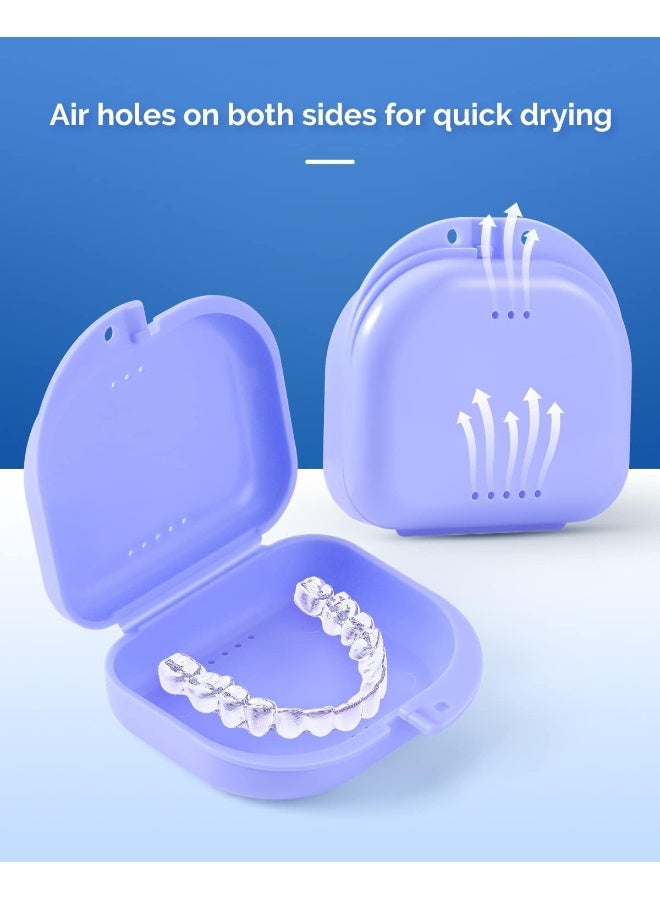 JMU حافظة جمو للاحتفاظ مع فتحات تهوية، صندوق تخزين تقويم الأسنان للسفر للاقتران وحارس الفم (2 قطعة، بنفسجي ووردي) - Image 2