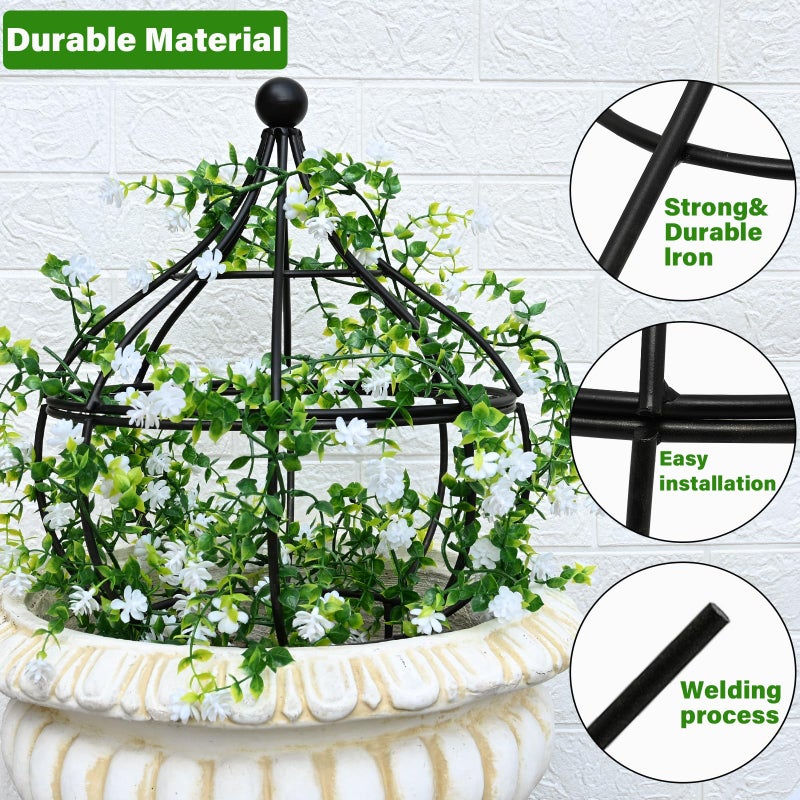 GOOOXIM Sturdy Metal Garden Obelisk Trellis for Climbing Plants - 12" x 8.1" Versatile Support for Roses, Topiaries & Houseplants - Easy to Assemble, Durable & Decorative for Indoor/Outdoor Displays - Image 2