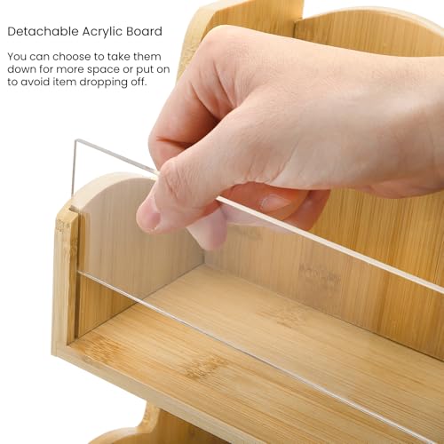 Nagpew 3 Tier Bamboo Coffee Condiment Station, 6 Compartments Coffee Tea Holder with Removable Acrylic Front Wall, Tabletop Organizer Sugar Pod Utensil for Countertop, Office, Home, Kitchen - Image 4