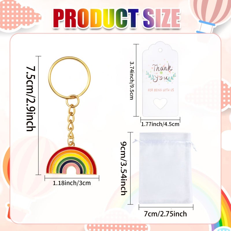 Polychrome Rainbow Keychain Set 10 Pieces Party Favors Gift Pack Bags Tags - Image 4