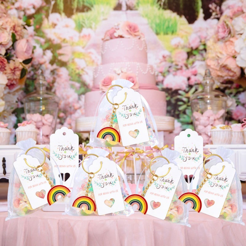 Polychrome Rainbow Keychain Set 10 Pieces Party Favors Gift Pack Bags Tags - Image 5