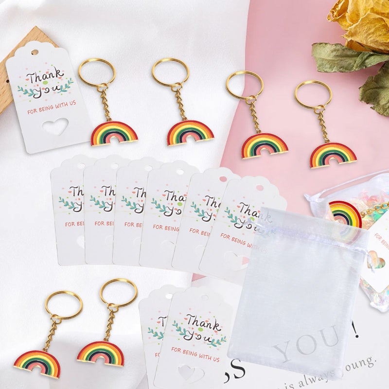 Polychrome Rainbow Keychain Set 10 Pieces Party Favors Gift Pack Bags Tags - Image 3