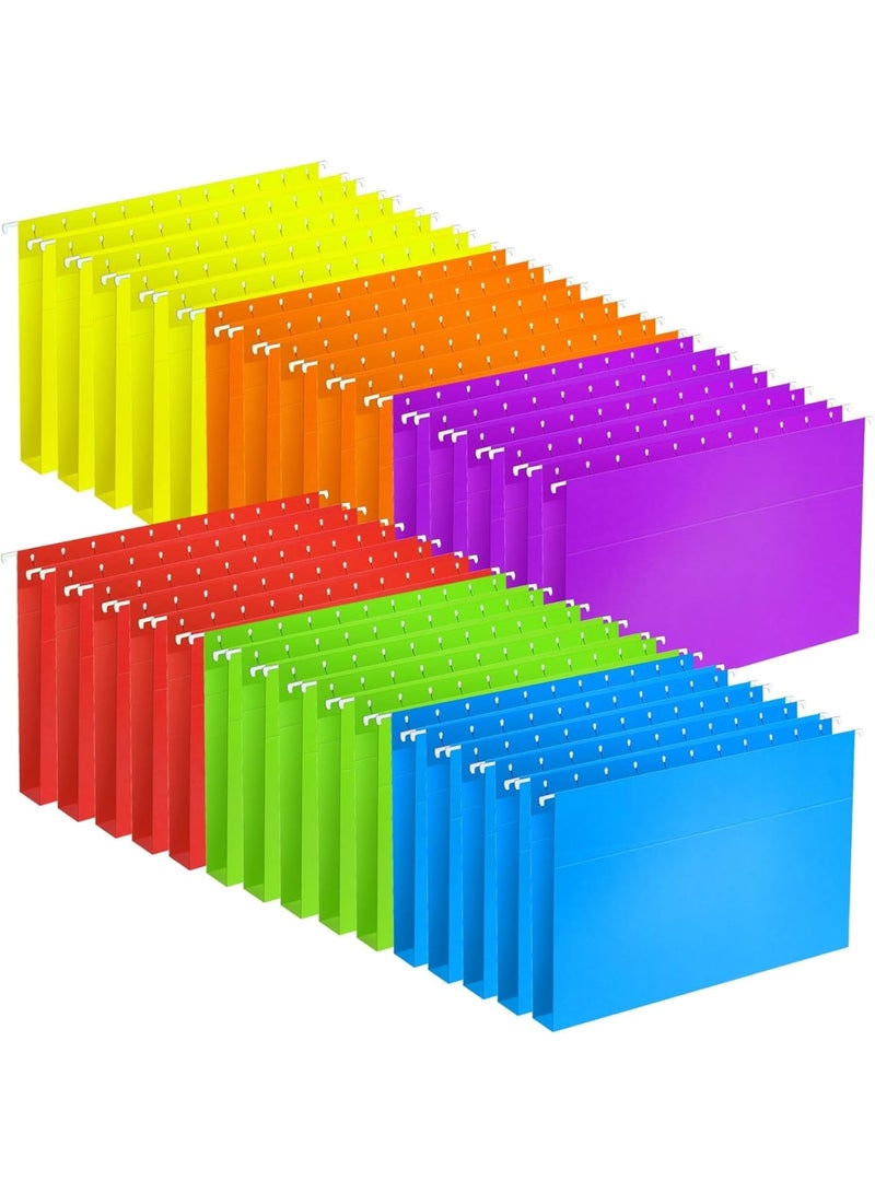 Suntown 30 Pack Reinforced Hanging File Folders - Extra Capacity, 1-Inch Expansion, Letter Size, 1/5 Cut Adjustable Tabs, Assorted Colors, Ideal for Office, School, Home - Image 1
