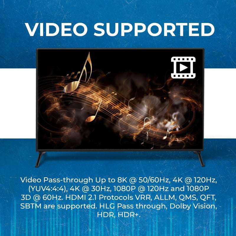 OREI 8K Audio Extractor HDMI UltraHD 4K @ 120Hz 48G HDMI 2.1 Audio Converter for PS5 SPDIF + 3.5mm Output HDCP 2.3 - Dolby Digital/DTS Passthrough CEC, HDR, Dolby Vision, ARC, HDR10+ (BKA-1) - Image 4