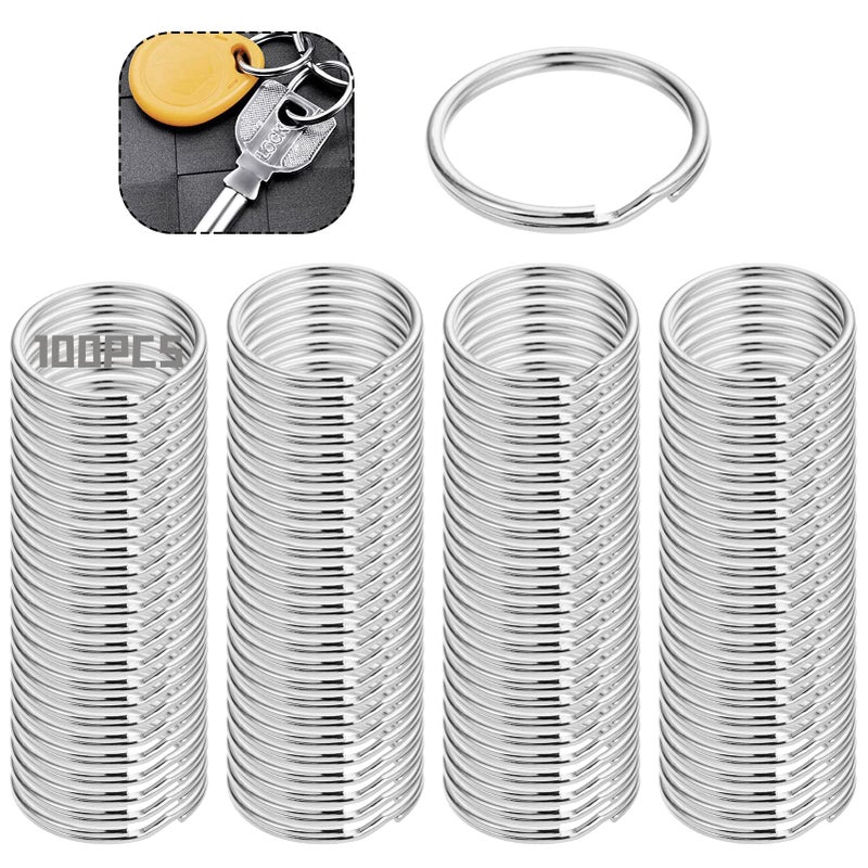 100PCS Keyring Rings 25MM Split Rings for KeyringsPlain Keyrings for Home Keys Organization and Craft Making