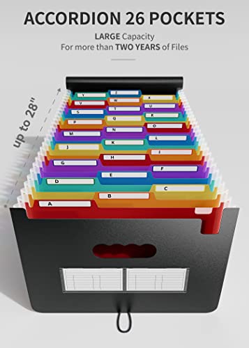 ABC life 26 Pockets Accordian File Organizer Keeper/Expanding Filling Box Letter A4 Size/Expandable File Folder/Plastic Accordion Document Paper Bill Receipt Organizer with A-Z Alphabetical Tabs - Image 2