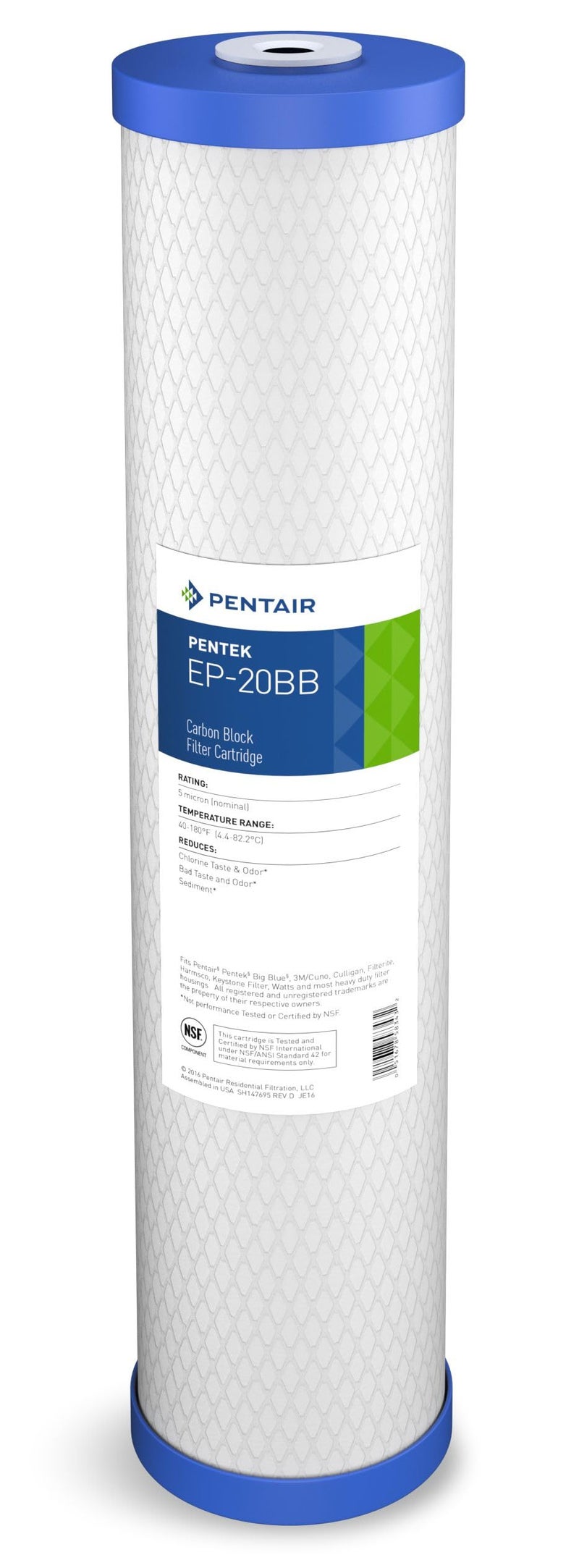 فلتر مياه كربوني كبير من بينتاير بينتيك EP20BB بحجم 20 إنش - خرطوشة بديلة لفلتر الكربون بلوك مع كربون نشط مطحون 20 x 45 5