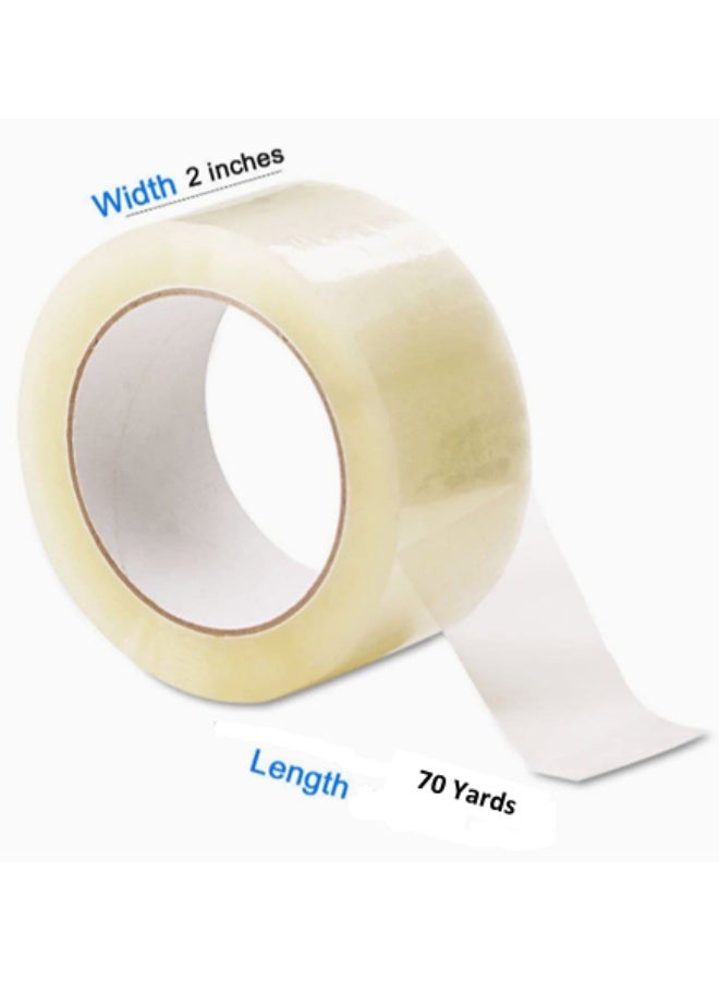 Roto 3 Rolls of 2" Transparent Tape ROTO 70 Yards for Packaging, Strong and Heavy Duty for Sealing Boxes, Parcels, Mail and Office Supplies - Image 3