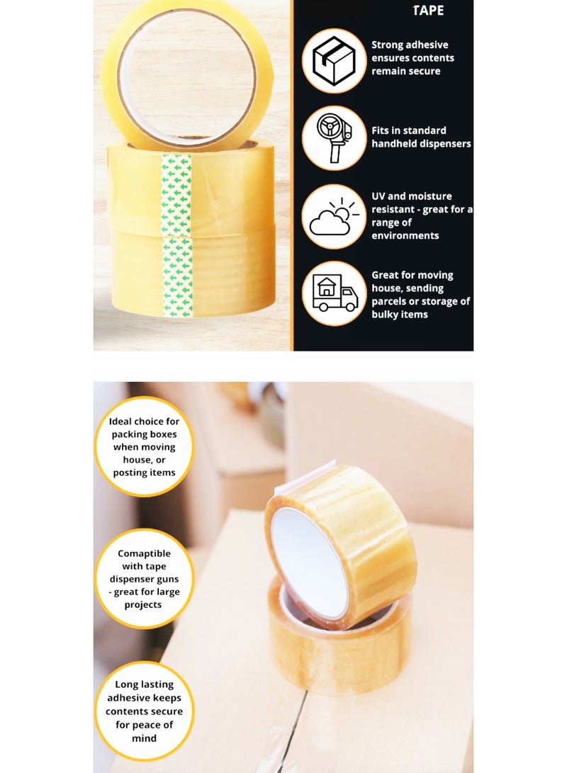 Roto 3 Rolls of 2" Transparent Tape ROTO 70 Yards for Packaging, Strong and Heavy Duty for Sealing Boxes, Parcels, Mail and Office Supplies - Image 4