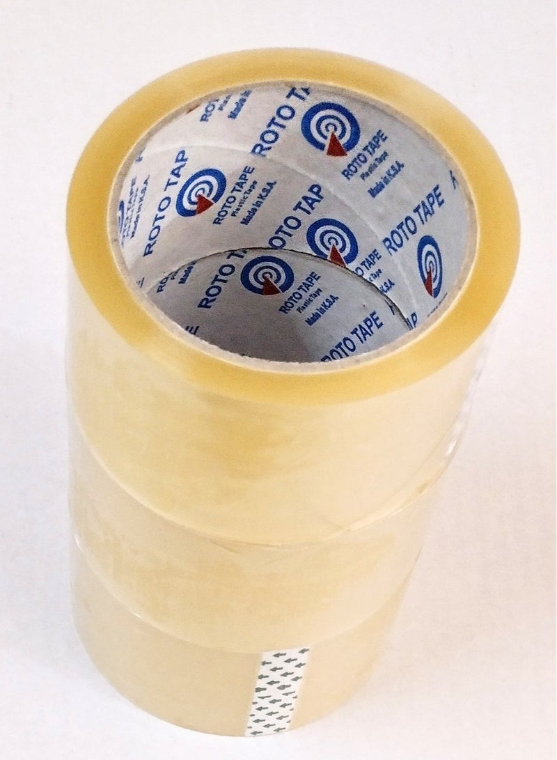 Roto 3 Rolls of 2" Transparent Tape ROTO 70 Yards for Packaging, Strong and Heavy Duty for Sealing Boxes, Parcels, Mail and Office Supplies - Image 2